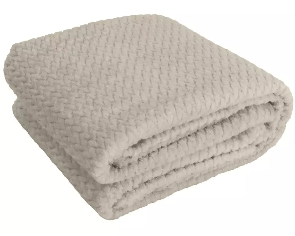 Hubatka Decke Plaid Uni 220 x 180 cm, Beige