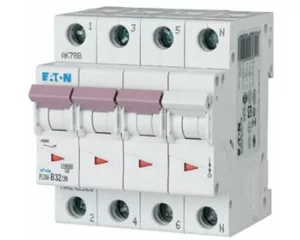 EATON PLS6/M MCB PLSM 3-pole+N tripping characteristic C rated current In 32 A rated switching capacity IEC/EN 60898-1 10 kA
