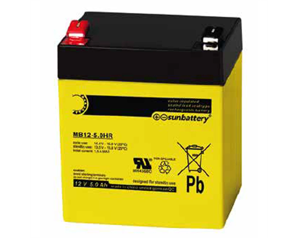 Sun MB12-5HR 12V 5Ah Batterie, Verschlossener, wartungsfreier Bleiakkumulator, Anschluss Fast-on 6.3mm, Gebrauchsdauer nach EUROBAT 5 Jahre