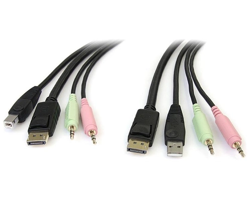 StarTech.com DP4N1USB6 Tastatur/Video/Maus (KVM)-Kabel Schwarz 1,829 m