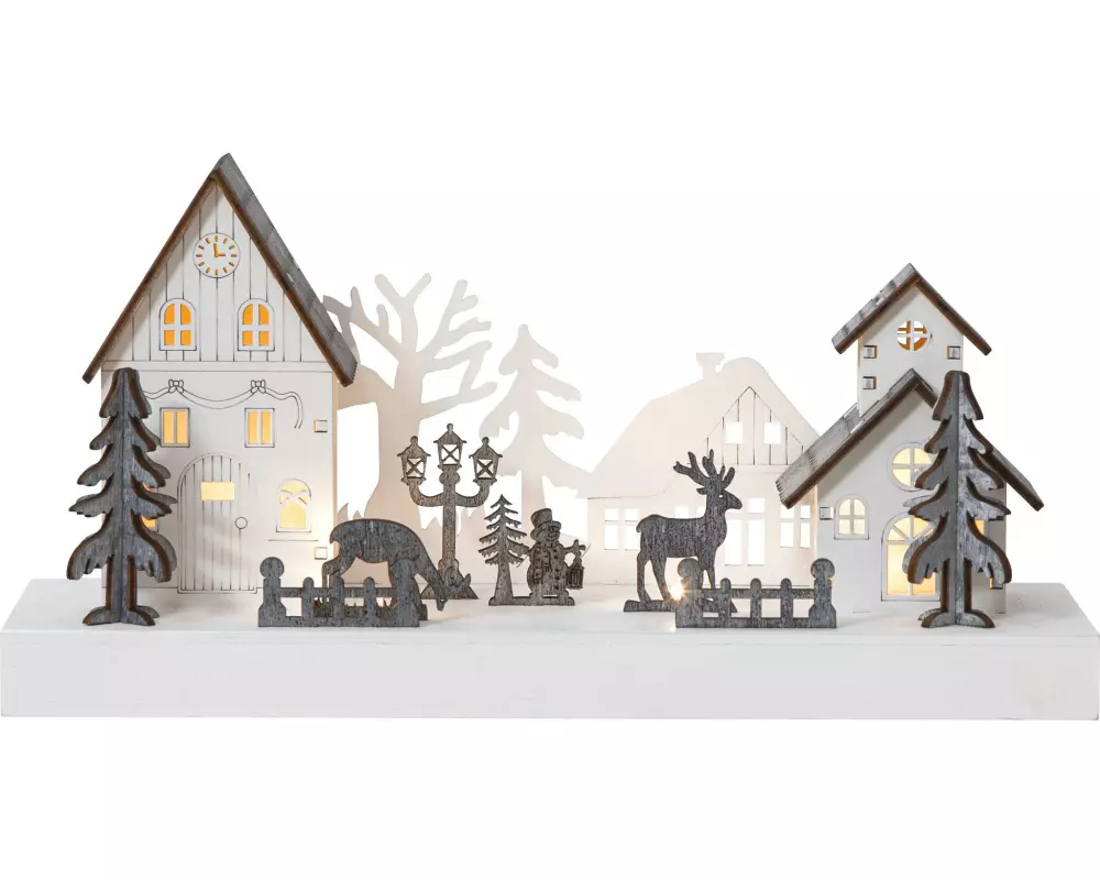 Star Trading LED-Dekolicht Fauna Landschaft 28 cm, Weiss/Grau