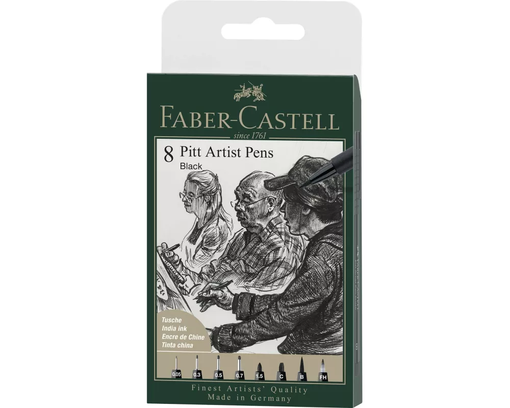 Faber-Castell Tuschestift PITT Artist Pen Black, 8 Stück