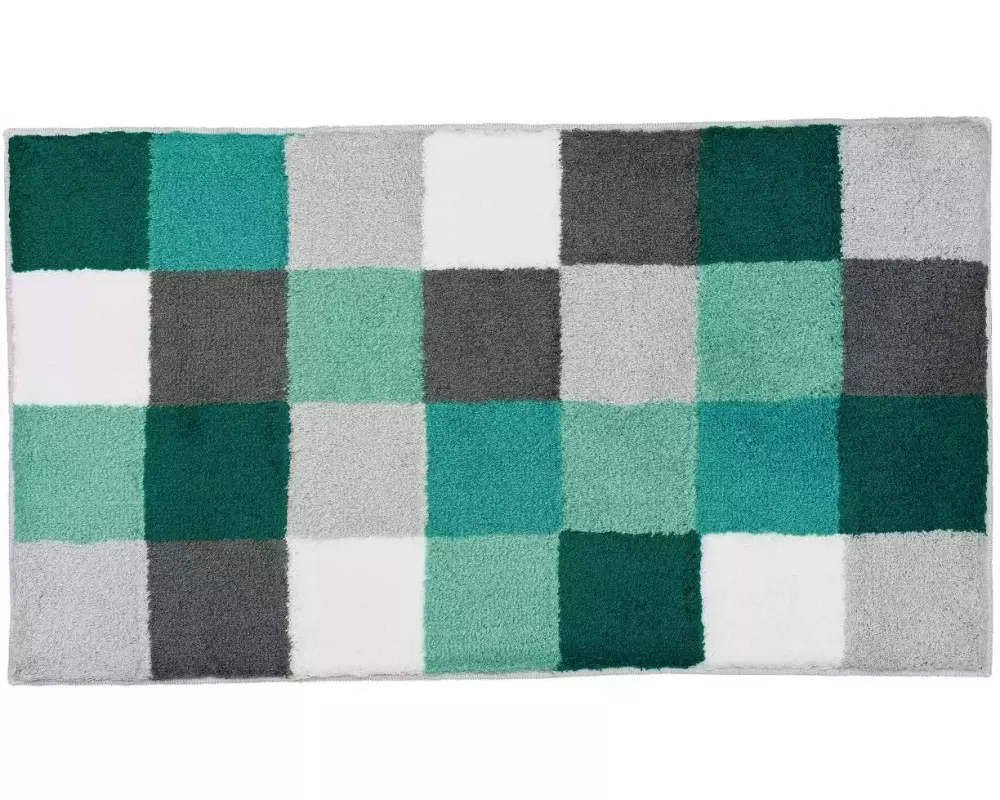 Kleine Wolke Badteppich Caro 70 x 120 cm, Petrol/Grau/Weiss