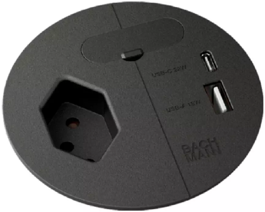 Bachmann Steckdose Loop in Charge A/C 22W, 0.2m - Schwarz