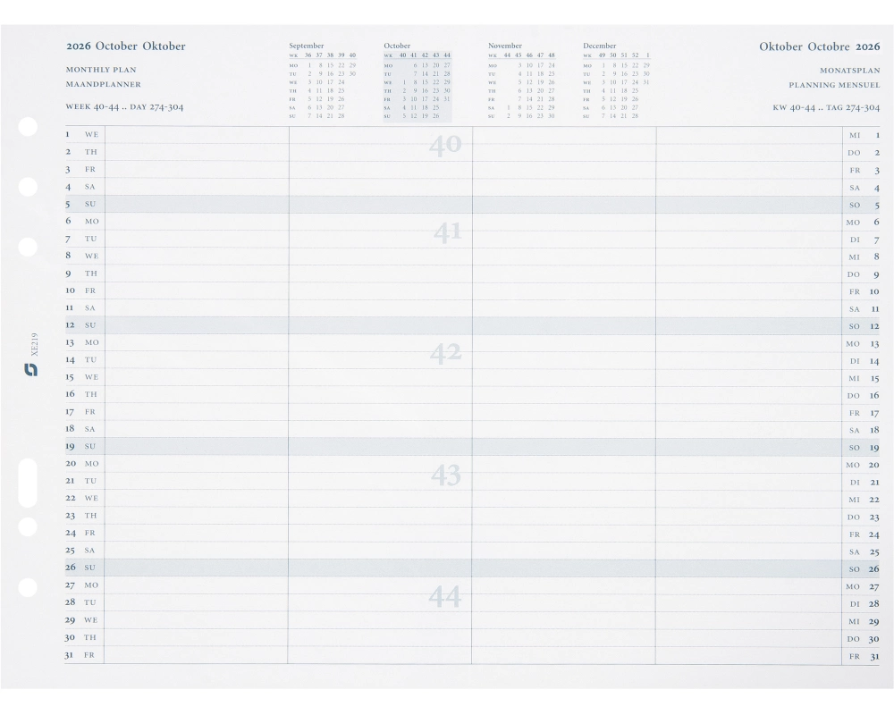SUCCES Agenda A5 Monatspläne 2026 847219000026U 2J 14.8x21cm