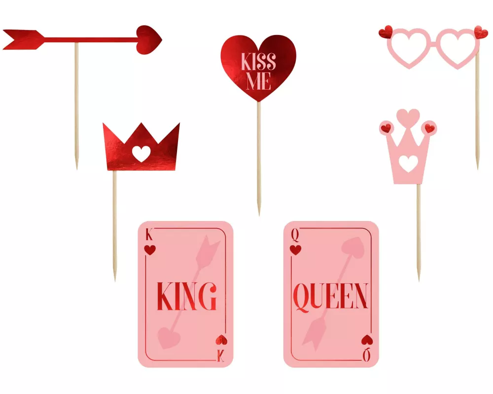 Partydeco Partyaccessoire Love is in the Air 7-teilig, Pink/Rot