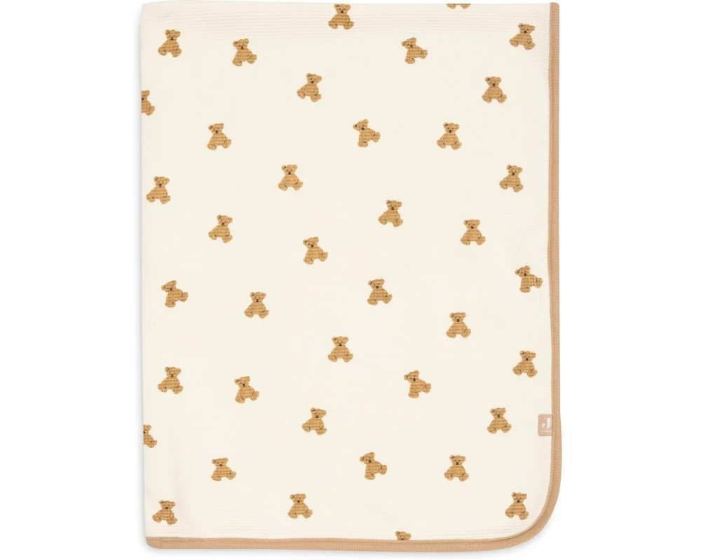 Jollein Schlafdecke Wiege 75 x 100cm Little Waffle – Mini Teddy Bear