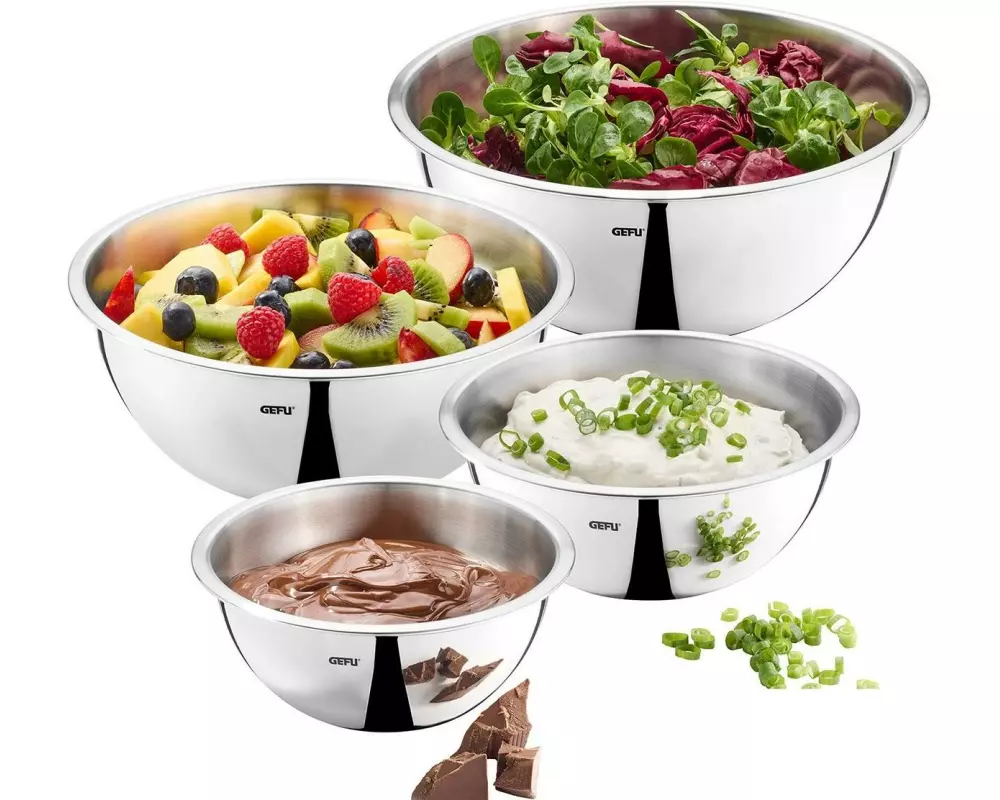 GEFU Rührschüssel-Set Cavaro 4-teilig, Silber