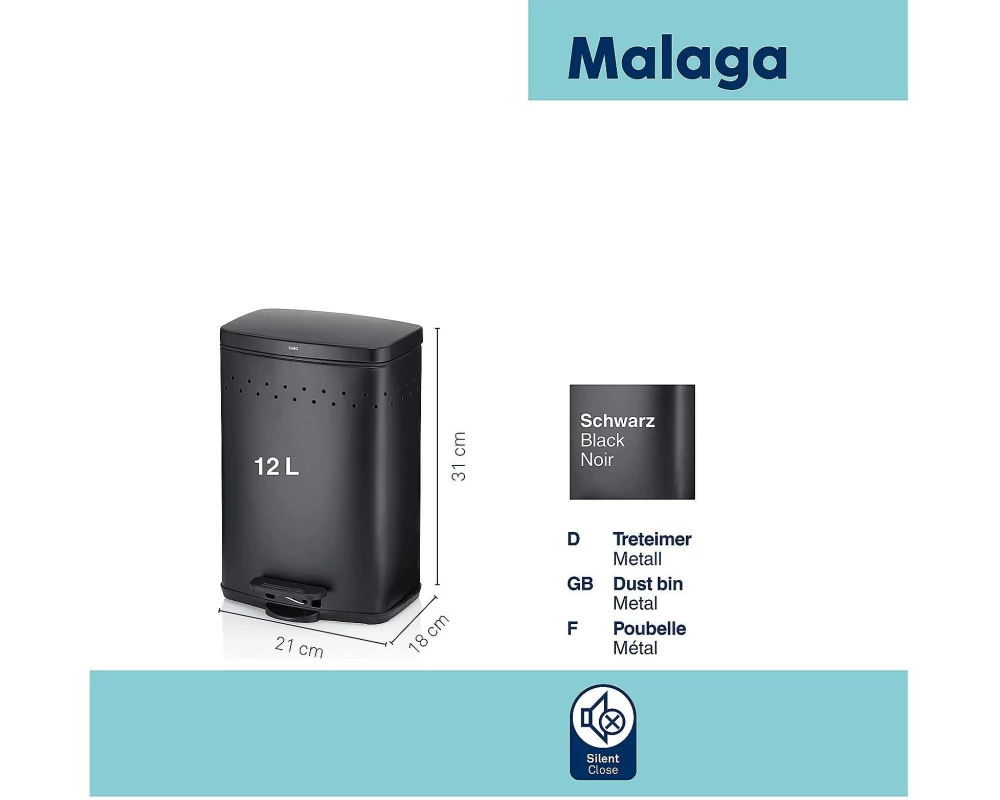 Kela Kosmetikeimer Malaga 5 l, Schwarz