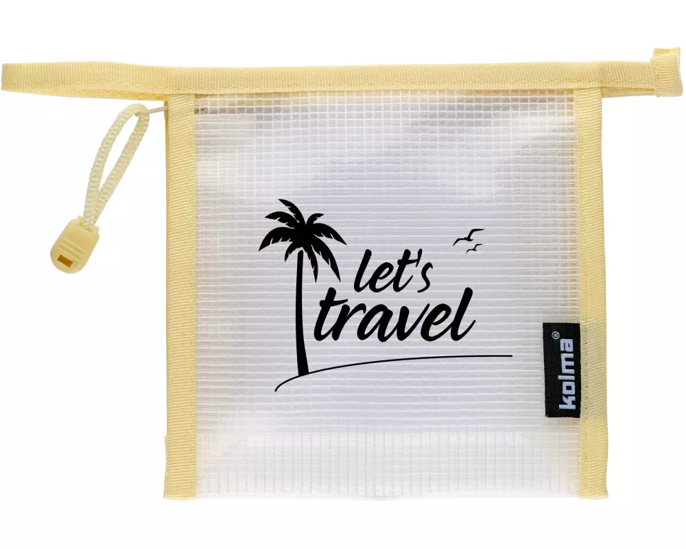 Kolma Etui Mesh Bag, Let's travel, Créme, 15 x 15 cm