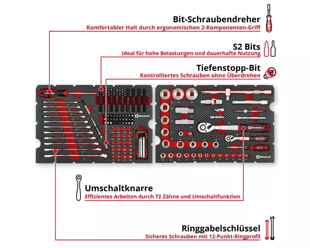Einhell Werkzeugkoffer E-Case 201-teilig