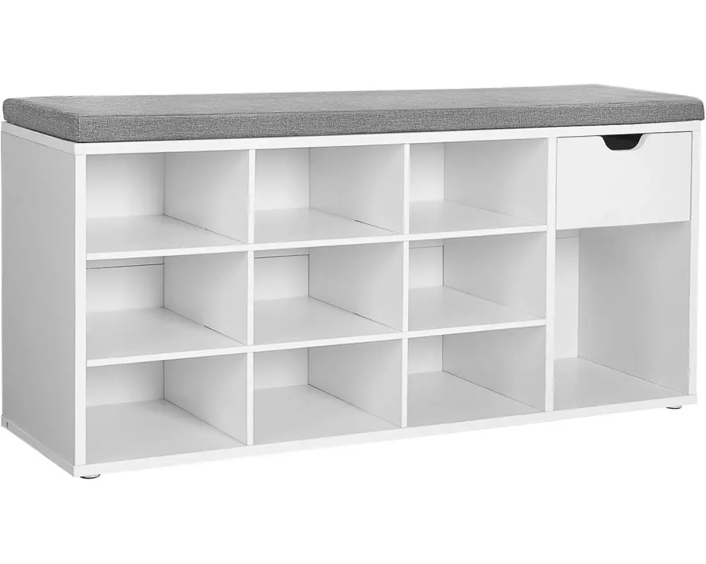 VASAGLE Schuhschrank mit Polster, 104 x 30.5 x 48 cm, Weiss