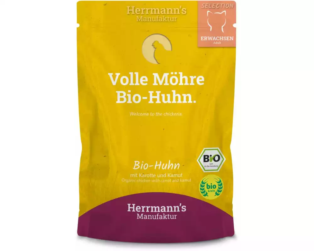 Herrmann's Nassfutter Bio Huhn mit Karotte und Kamut