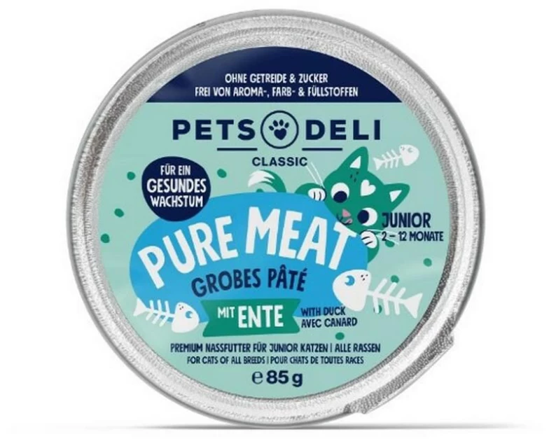 Pets Deli Pure Meat Ente, Huhn, Löwenzahn, Leinöl, 85 g