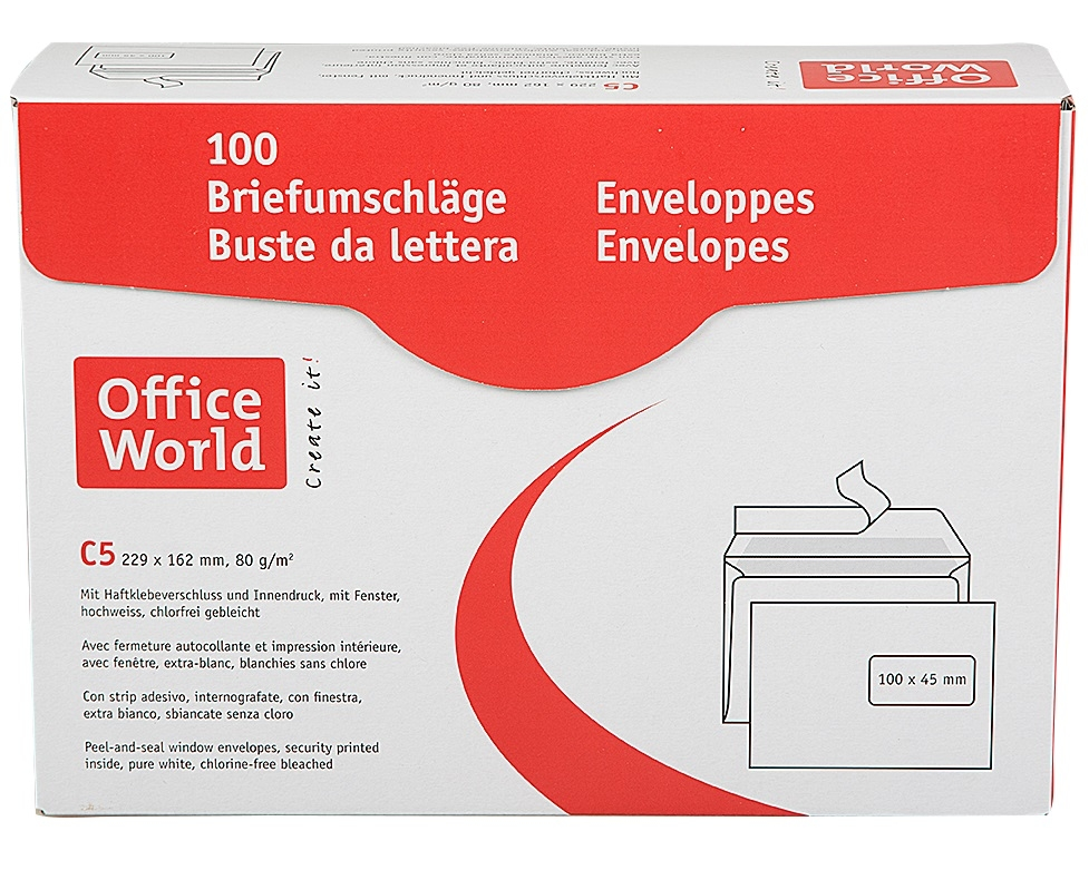 OFFICE WORLD Couvert 25733 C5 80g Fenster re. 100S.