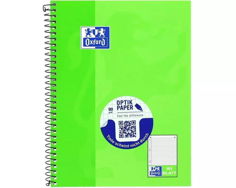 Oxford Schulheft Collegeblock A5+, liniert, Hellgrün