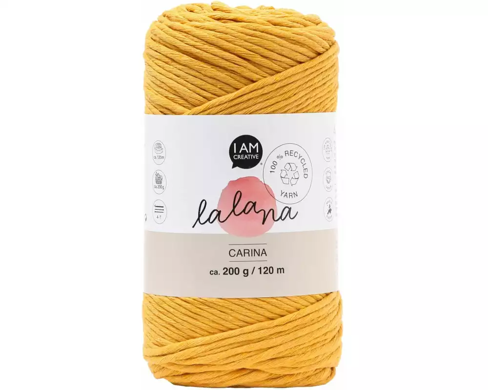 lalana Wolle Carina 200 g, Senfgelb