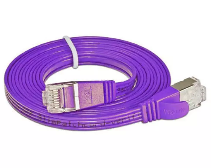SLIM Slimpatchkabel RJ-45 - RJ-45, Cat 6, STP, 0.1 m, Violett