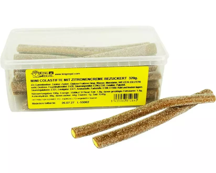 King Regal Gummibonbons Mini Sour Cola Stifte 320 g