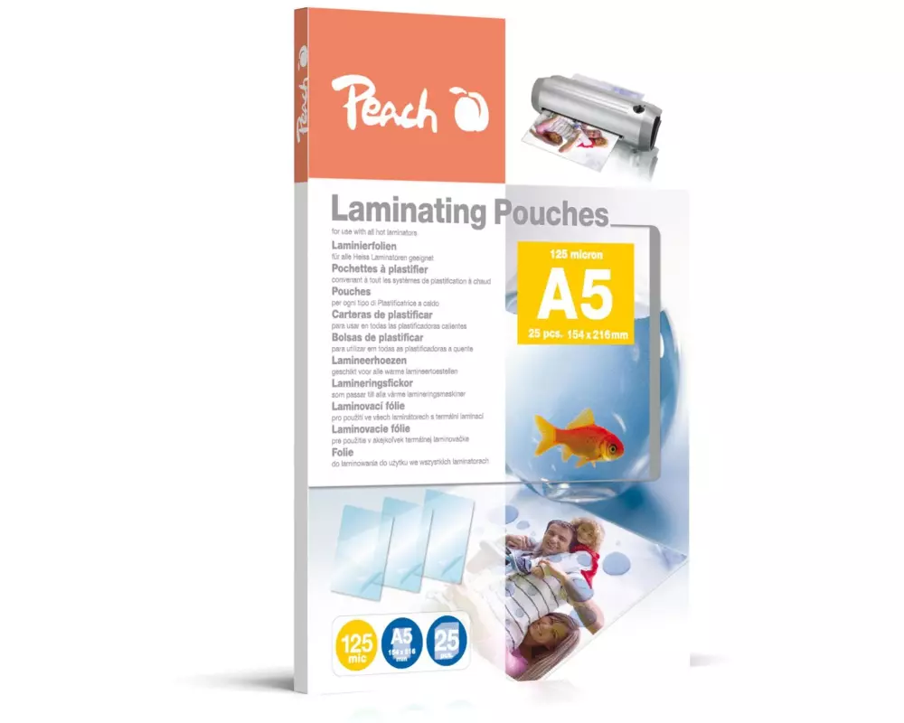Peach Laminierfolie A5, , 25 Stück, Glänzend