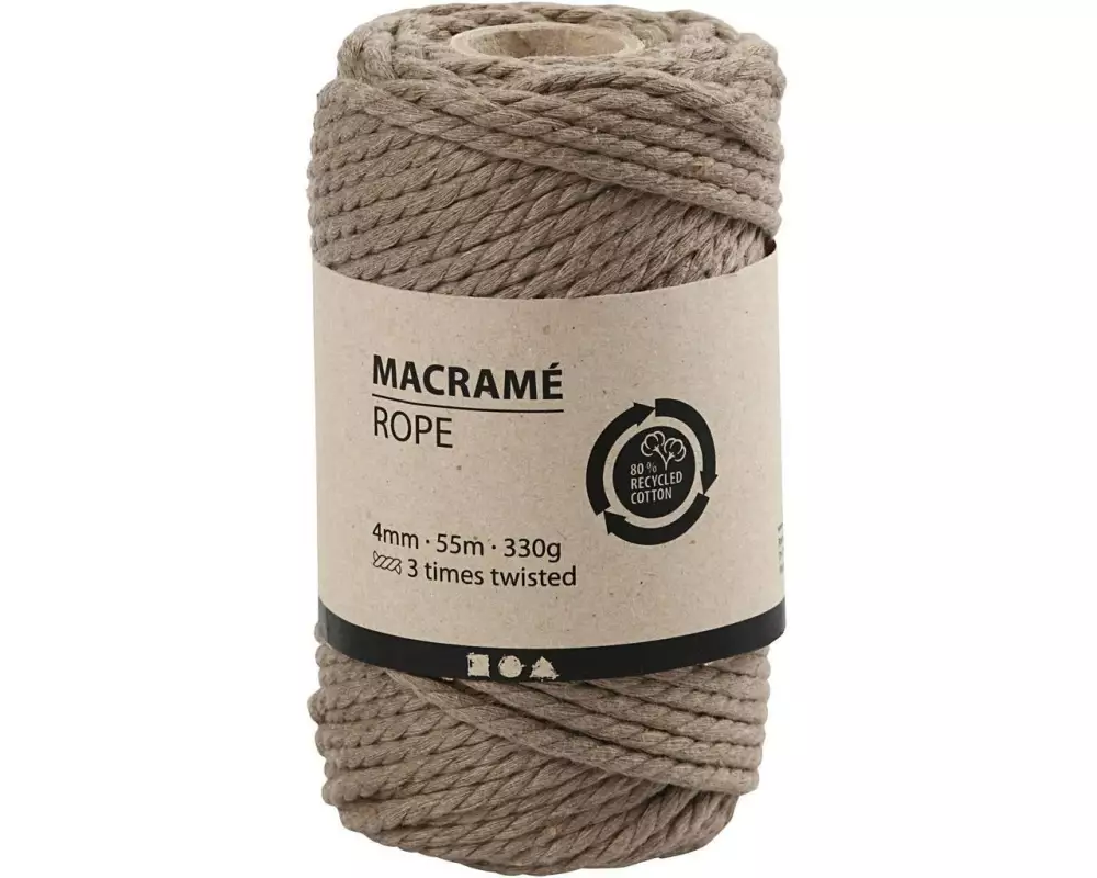 Creativ Company Baumwollgarn Makramee Rope 330 g, Hellbraun