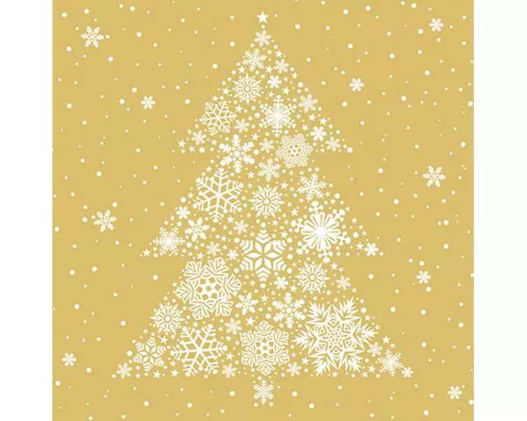 Braun + Company Weihnachtsservietten Big Crystal Tree Beige, 20 Stück