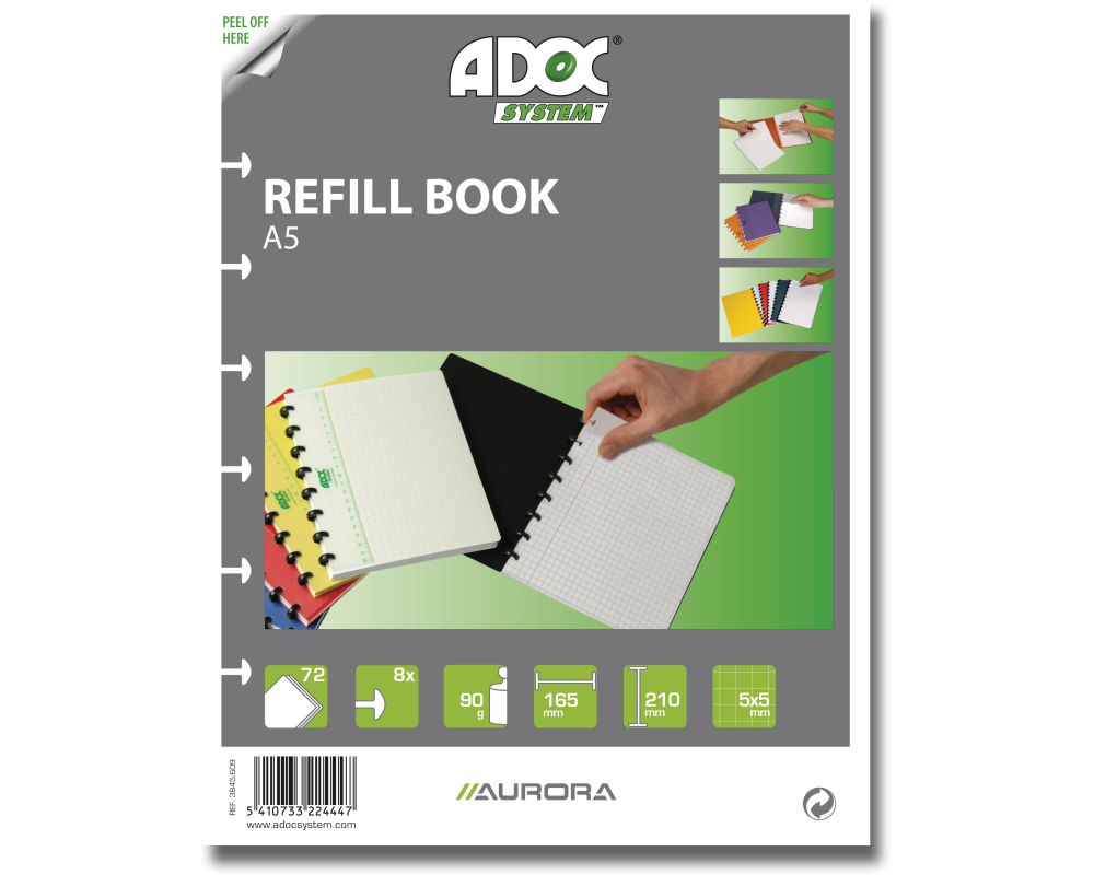 ADOC Ersatzblätter A5 3844.610 kariert 4x4 72 Blatt