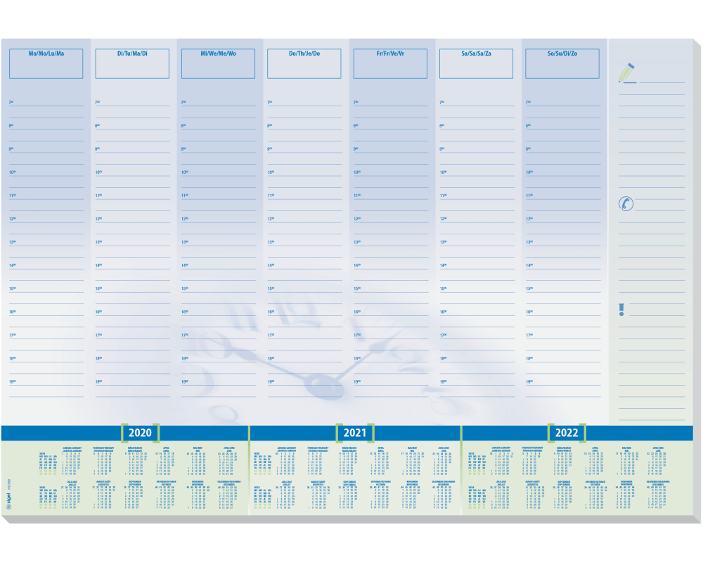 SIGEL Schreibunt. Time 3J. 59.5x41cm HO350 blau, beschreib., Mo-So 30 Bl.