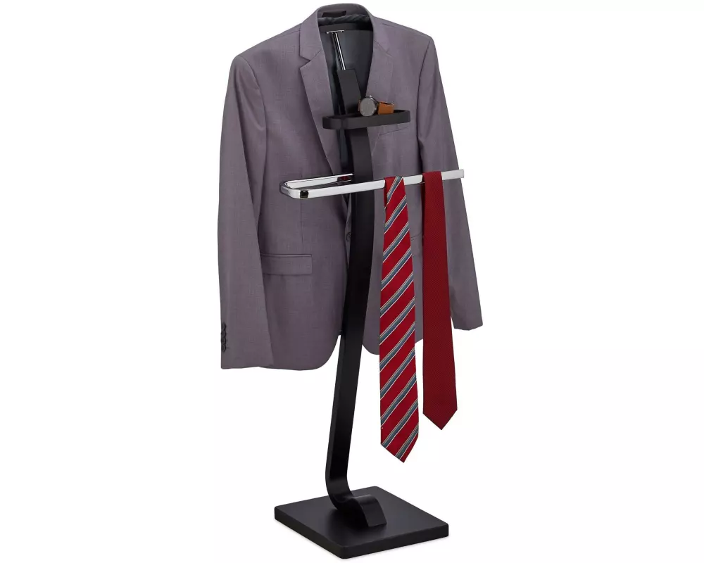 relaxdays Garderobenständer 112 x 46 x 32 cm, Schwarz/Silber