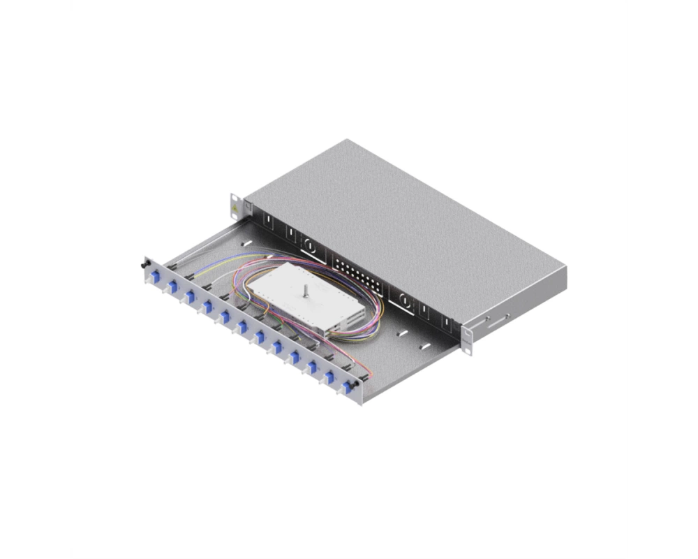 EasyLan LWL-Spleißbox Grade C 19-Zoll 1HE, 12 Ports, 12x LC-Duplex, OS2