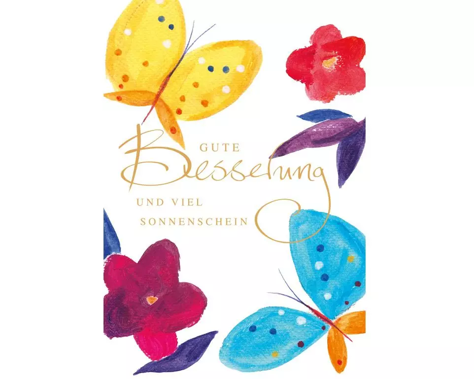 ABC Genesungskarte Schmetterling mit Blumen B6