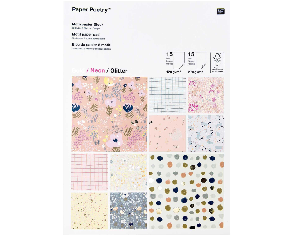 RICO DESIGN Motiv Block A4 0 Crafted Nature 120g, 30 Blatt