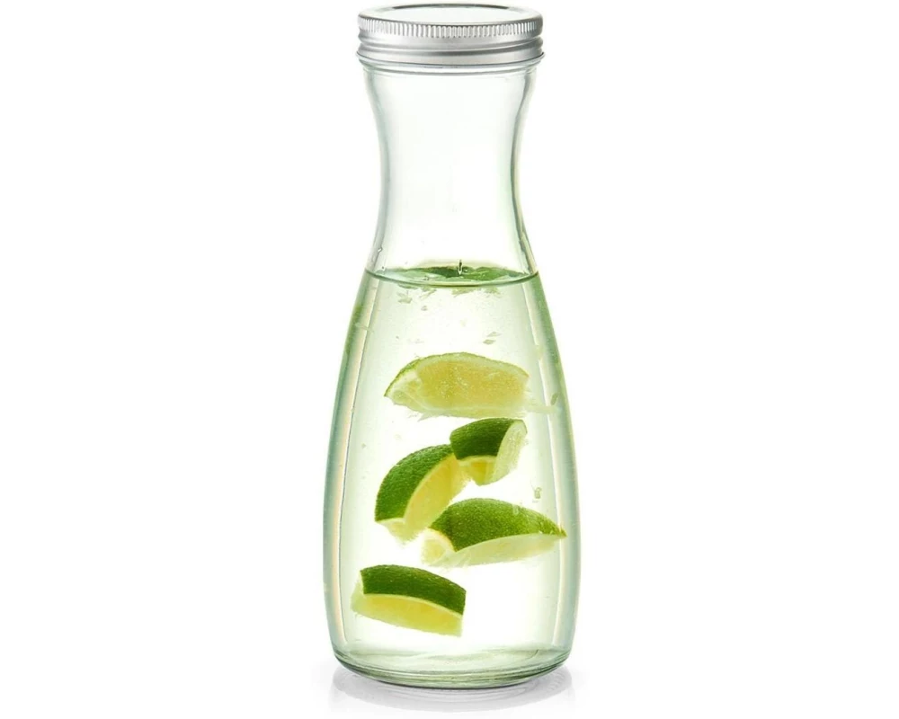Zeller Present Glaskaraffe mit Metalld. 950 ml, Transparent