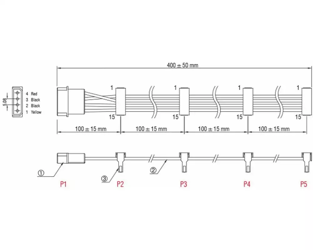 Delock Stromkabel Molex - 4x SATA 40 cm