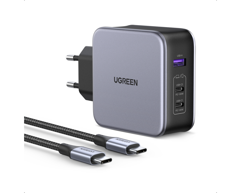 UGREEN USB Wallcharger Nexode 140W 90549 Bundle,GaN,USB-A+C,1.5m Cable