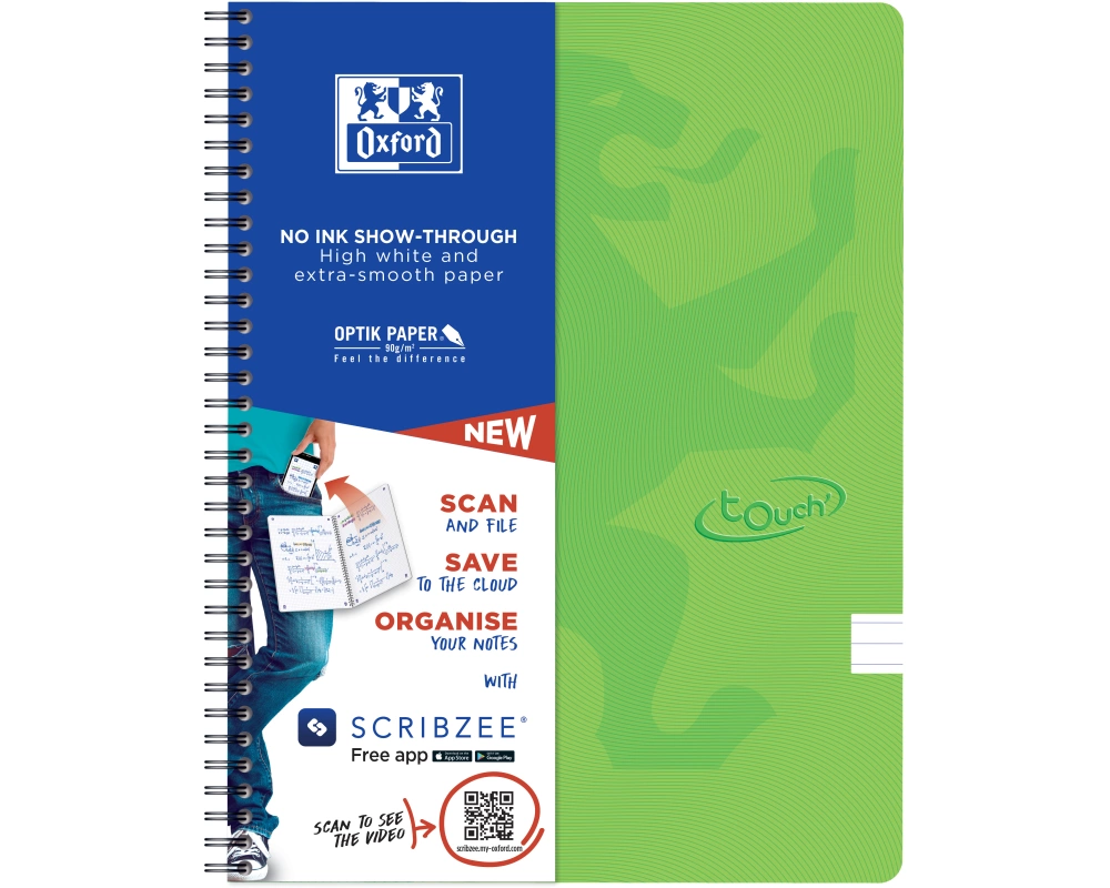 OXFORD Touch Spiralheft 400118800 A4, liniert 70 Blatt, hellgrün