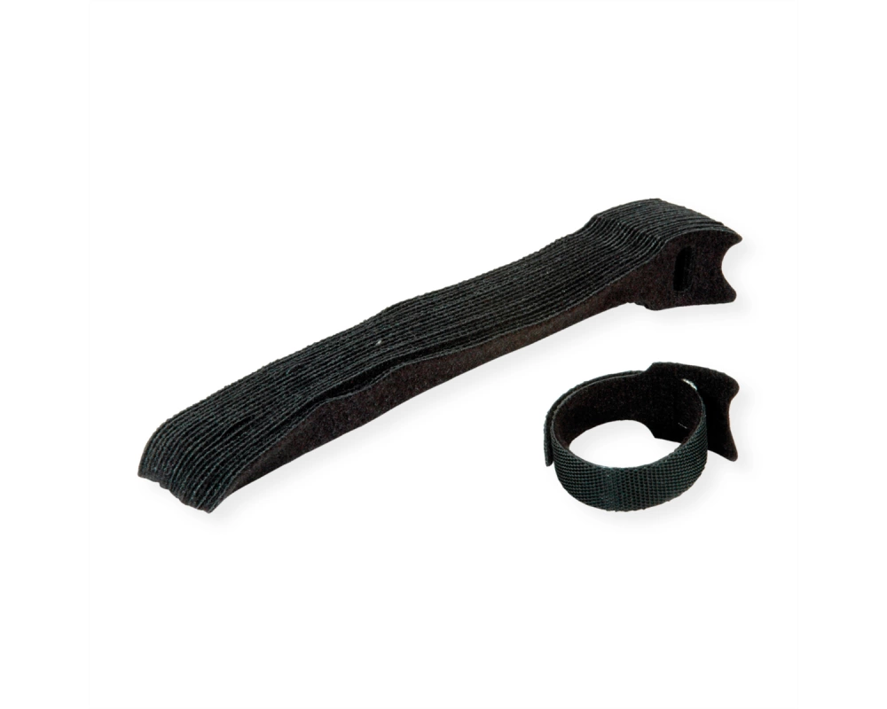 VALUE Klettbänder mit Lasche, 20Stk., schwarz, 15 cm