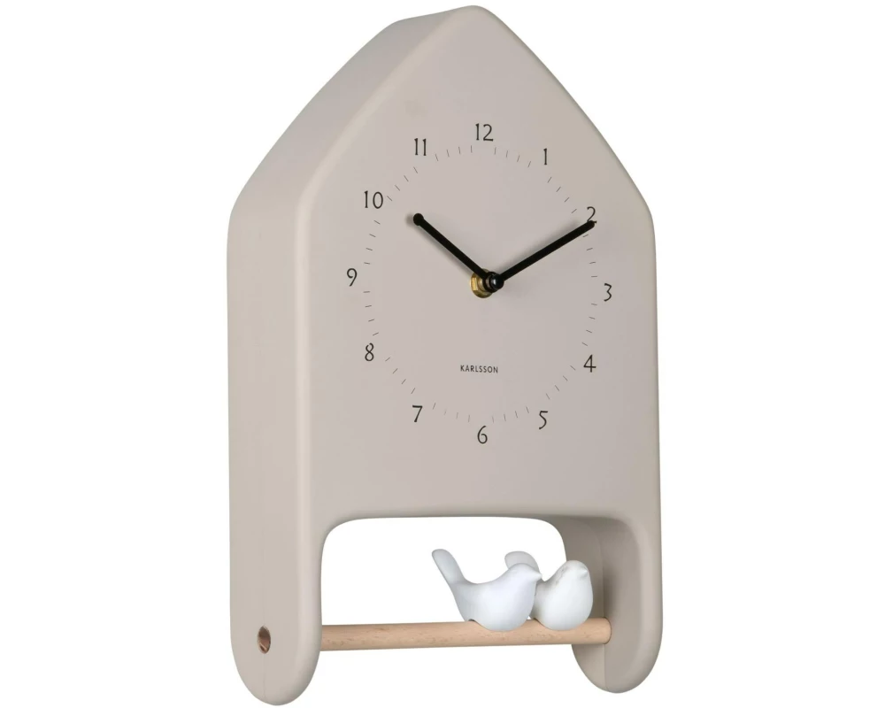 KARLSSON Wanduhr Love Birds 20 x 32 cm, Warmes Grau
