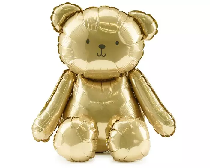 Partydeco Folienballon Bär, Gold, 38 x 42 cm, 1 Stück