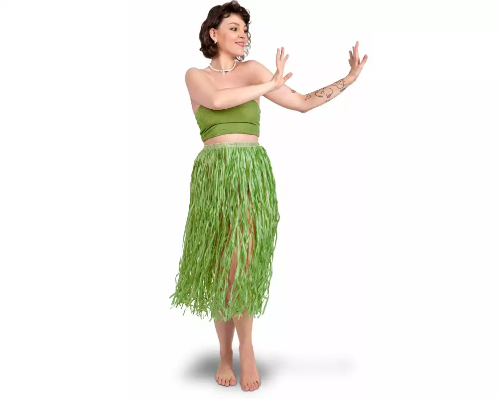 Partydeco Raffia Rock Hawaii Grün, 77 cm