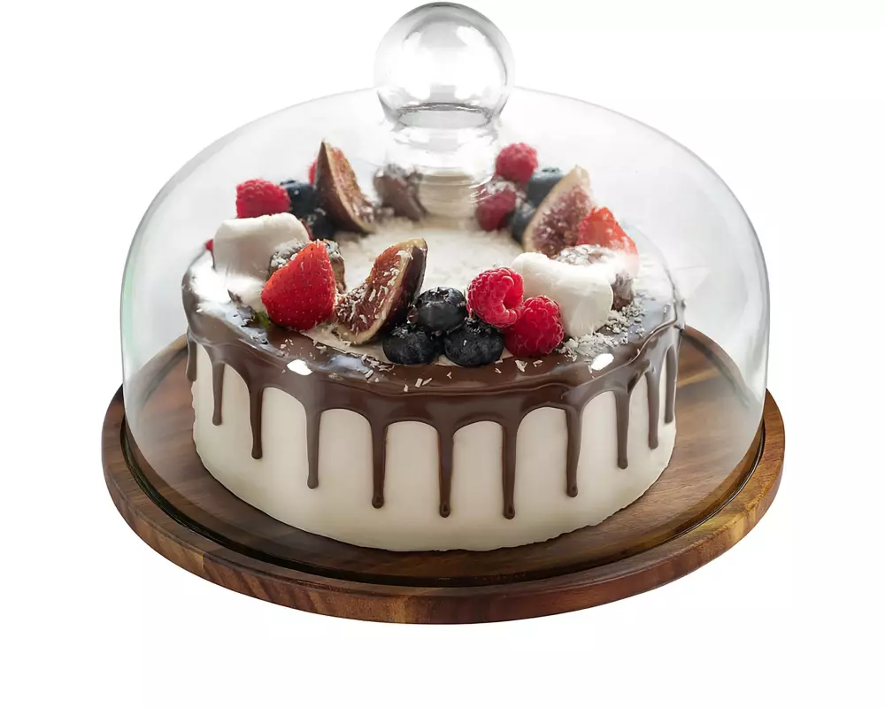 relaxdays Tortenplatte mit Glashaube Transparent
