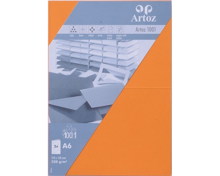 ARTOZ Karten 1001 A6 107322265 220g, orange 5 Blatt