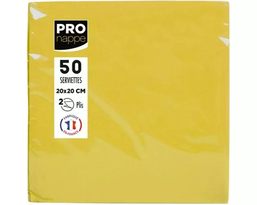 PRO nappe Papierservietten Gelb 20 cm x 20 cm, 50 Stück