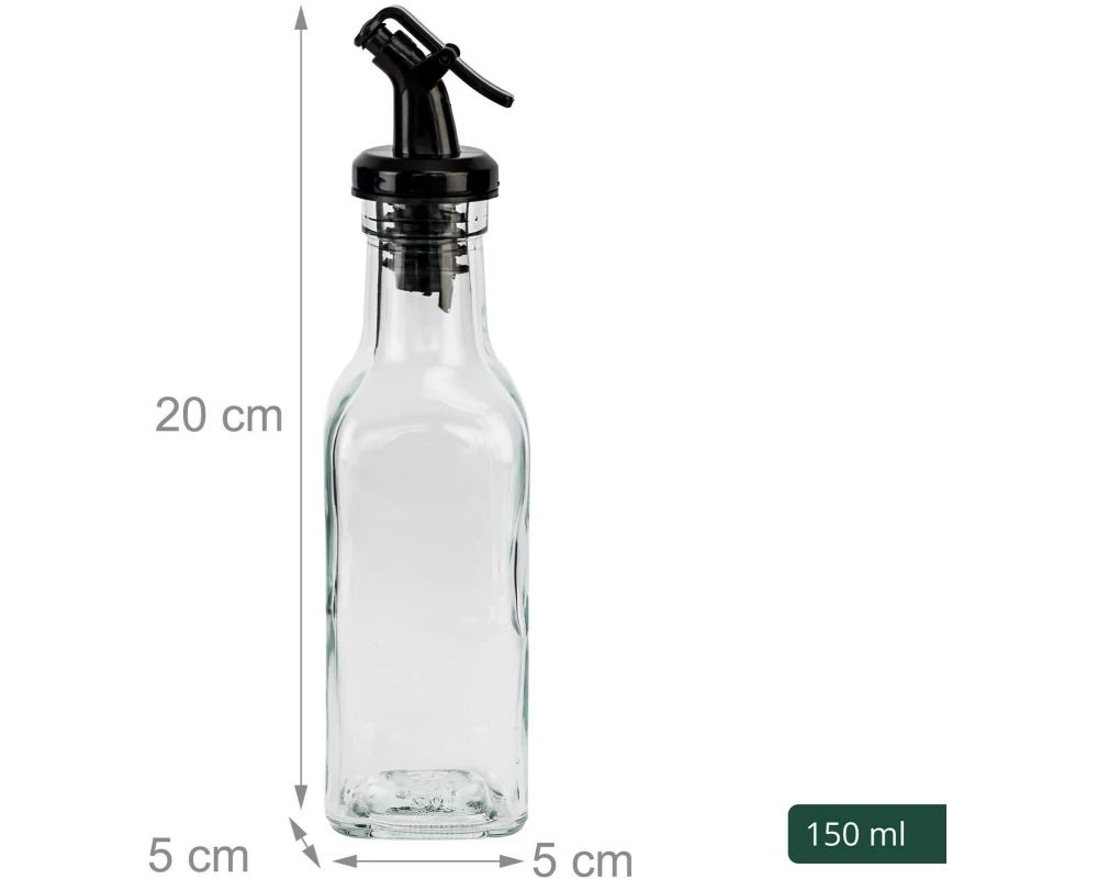 relaxdays Ölflaschen Set 12-teilig Glas Transparent Schwarz 150 ml