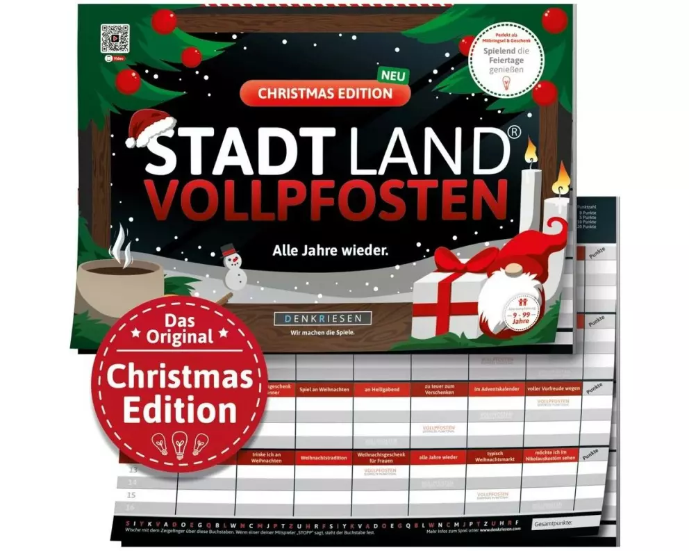 Denkriesen Stadt Land Vollpfosten – A4 Block Christmas Edition (d)