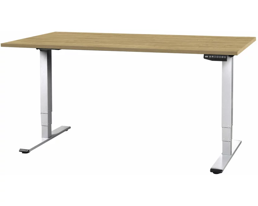 CONTINI höhenverstellbarer Bürotisch 2.0x0.9m Eiche / Gestell weiss RAL 9016