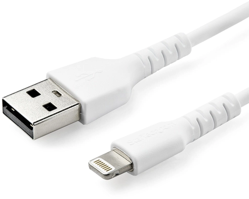 StarTech.com 3 foot/1m Durable White USB-A to Lightning Cable, Rugged Heavy Duty Charging/Sync Cable for Apple iPhone/iPad MFi Certified