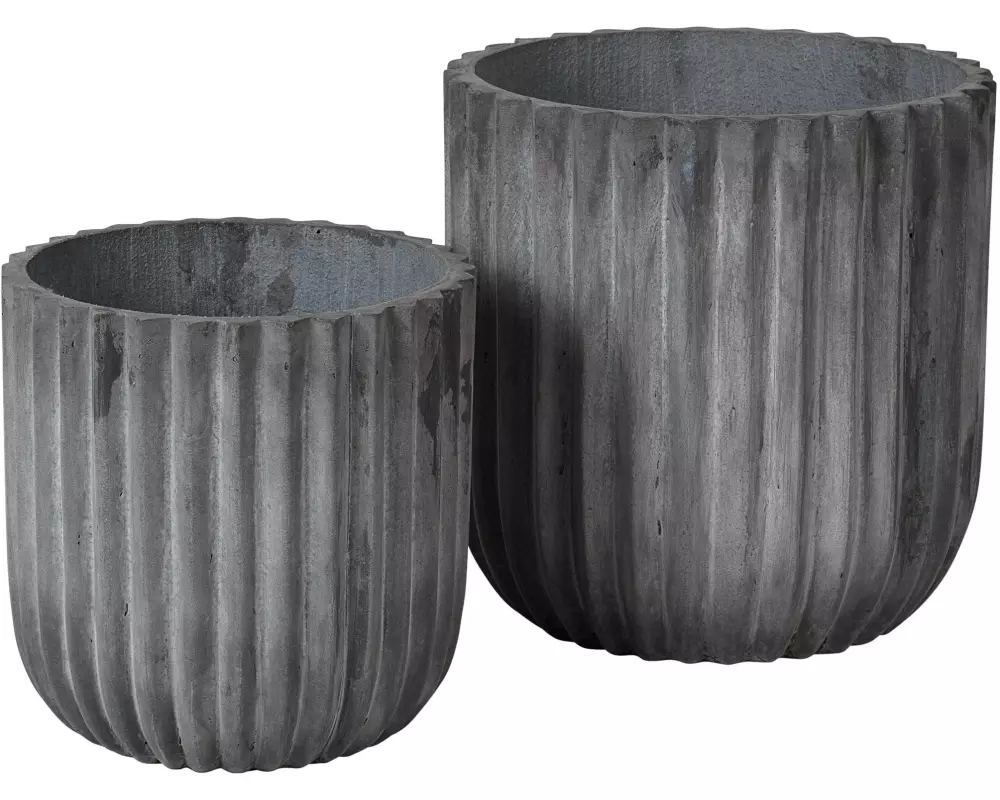 Broste Copenhagen Fiber 2er-Set Beton Anthrazit Rund