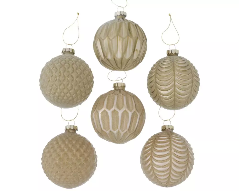 Boltze Weihnachtskugel Araya 12 Stück, Beige