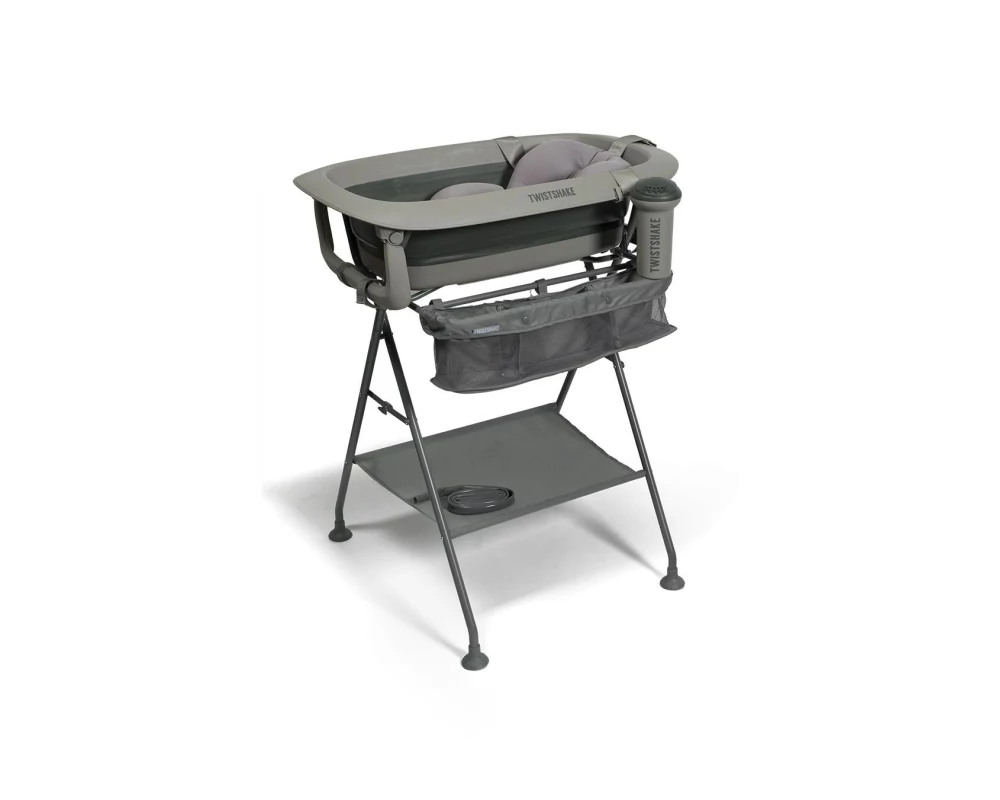 Twistshake Baby Badewannen-Set + Kissen & Rinser Faded Grey
